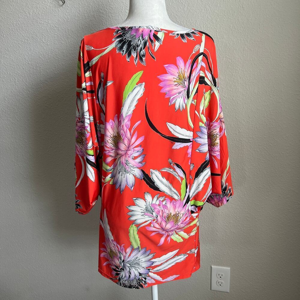 Trina Turk Shangri La Red Floral Tunic Swim Cover Up Women's M Stretch Mini - Picture 6 of 8
